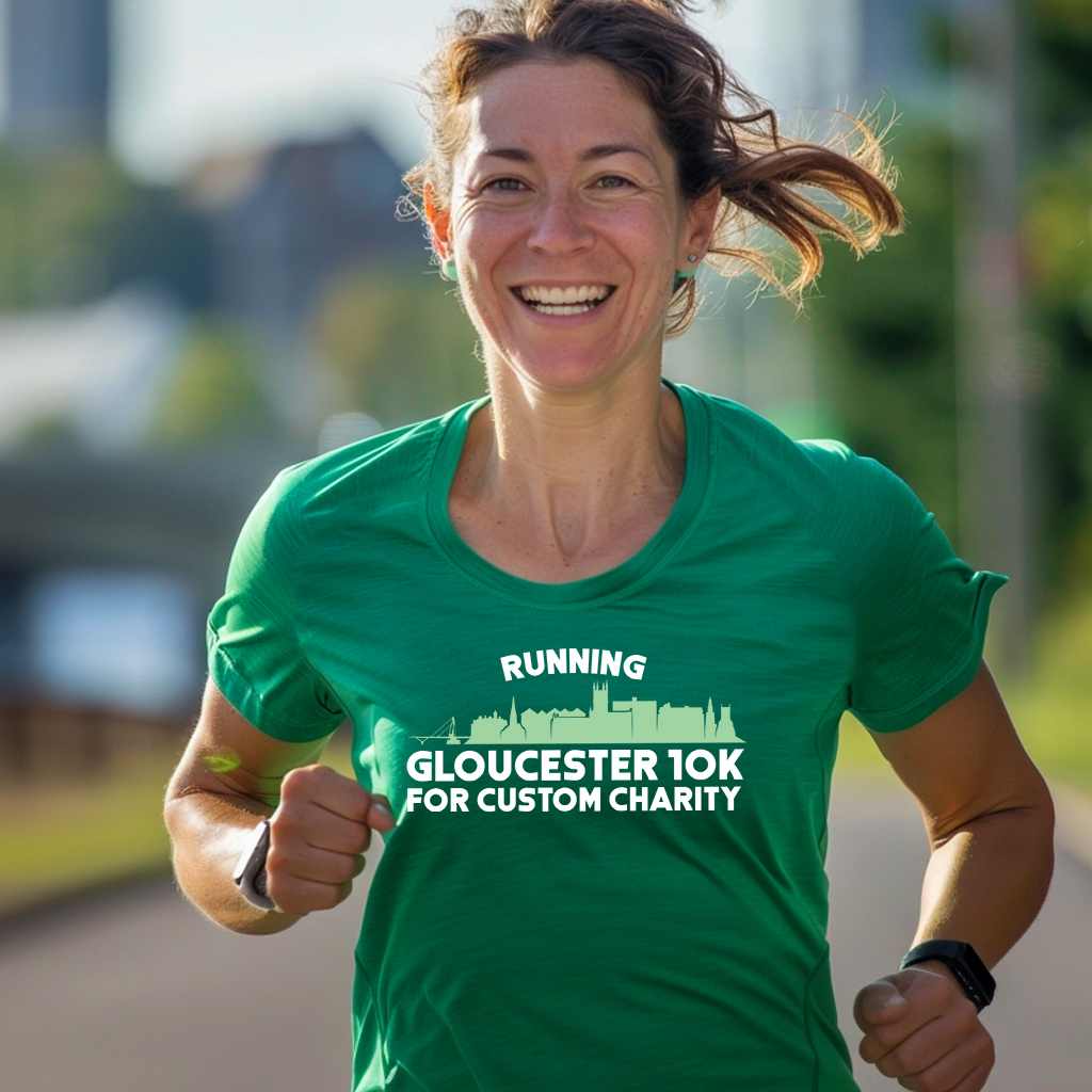 Running Gloucester Charity T-shirt Womens Girls T Shirt Printing
