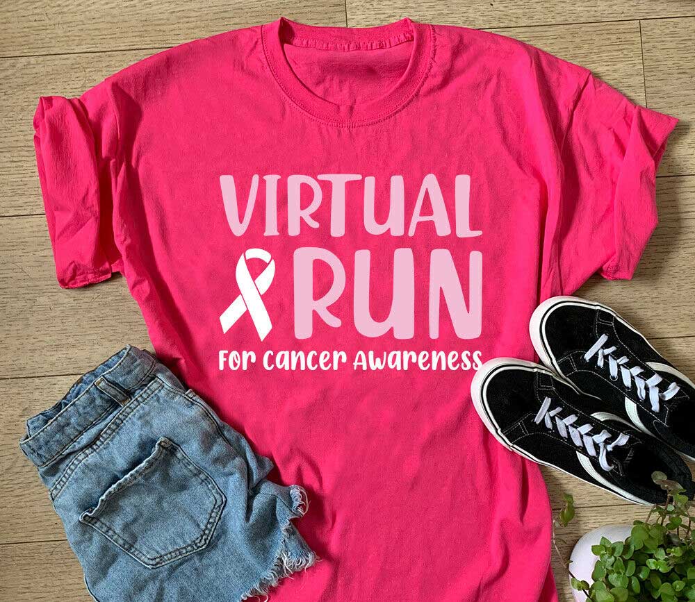 Charity Virtual Pink Run Virtual Run For Cancer Awareness T-shirt